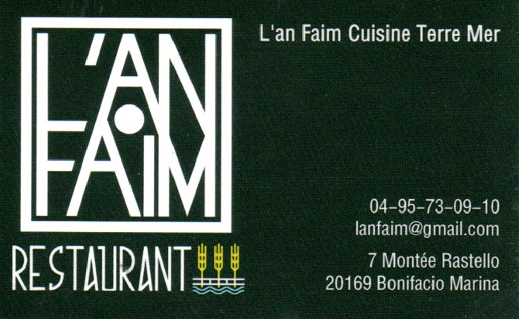 L'an Faim, Restaurant, cuisine terre & mer